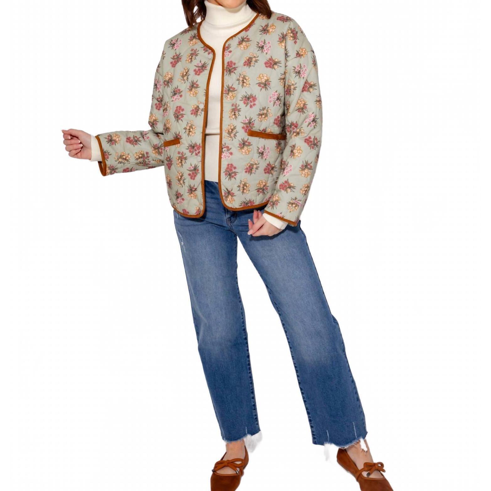 New Thml Floral Quilted Jacket In Multi-Color
